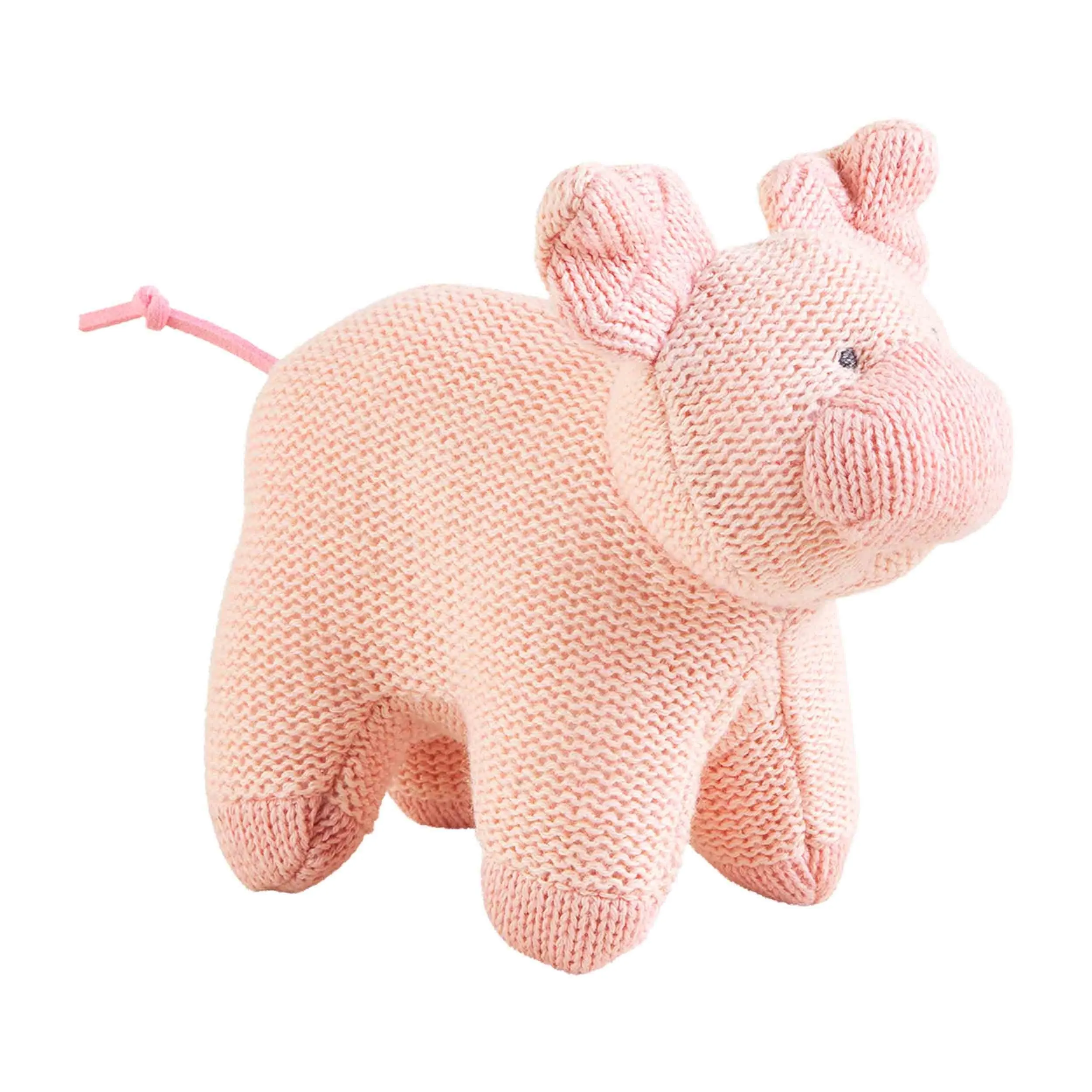 Farm Animal Knit Rattle - Pig