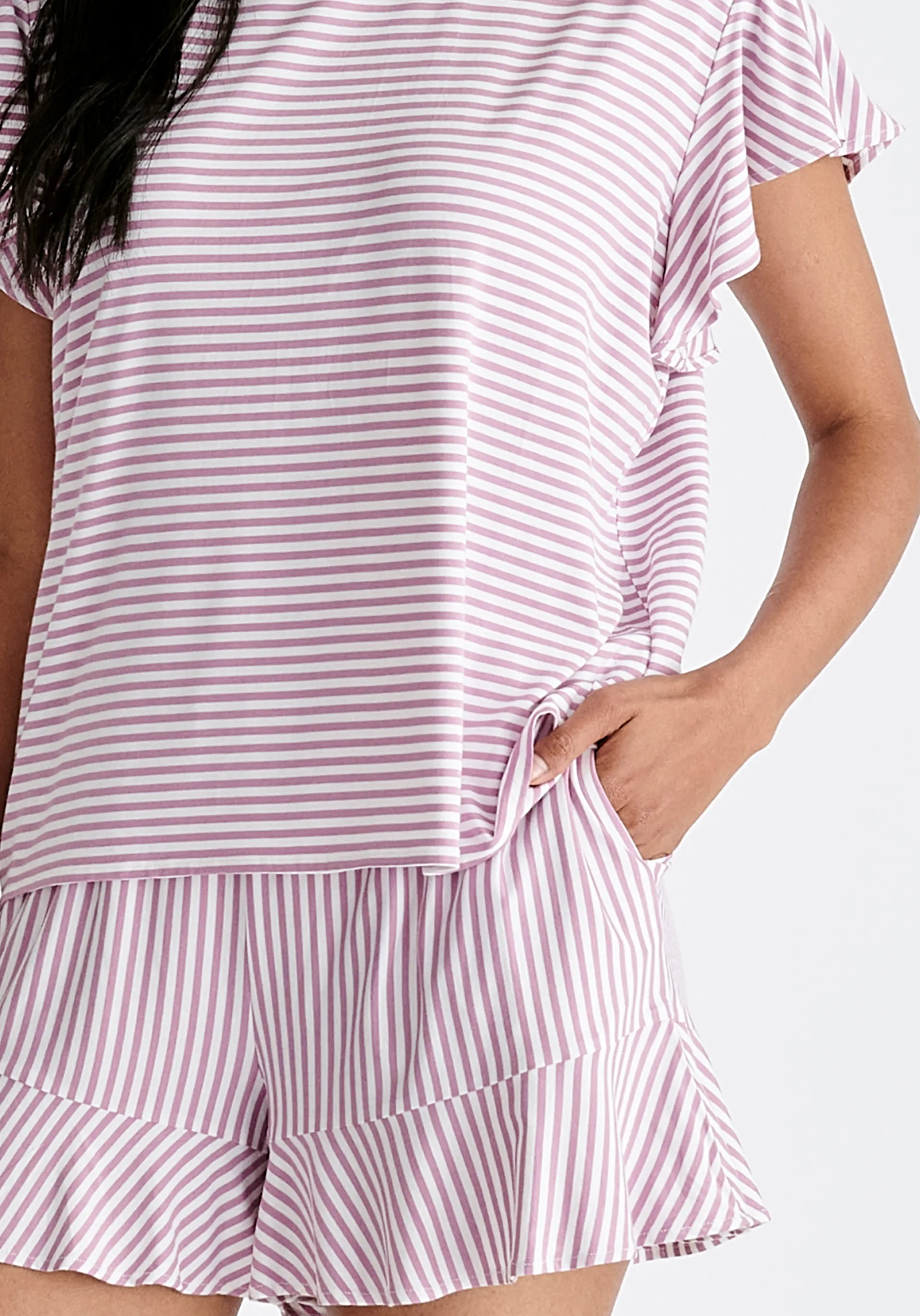 Frill Pyjama T-Shirt Set with Matching Overnight Pouch