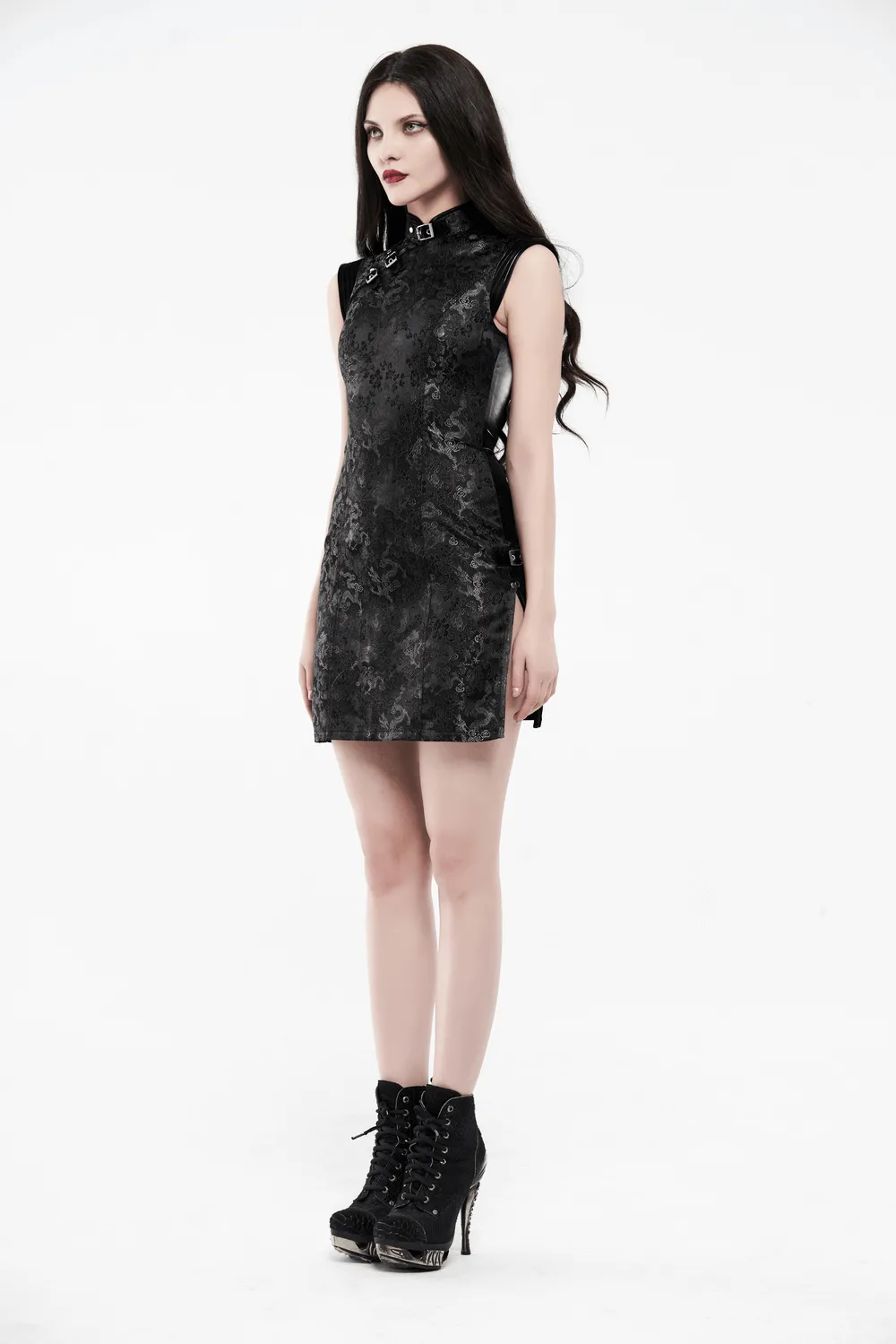 Futuristic Dragon Pattern Jacquard Mini Dress