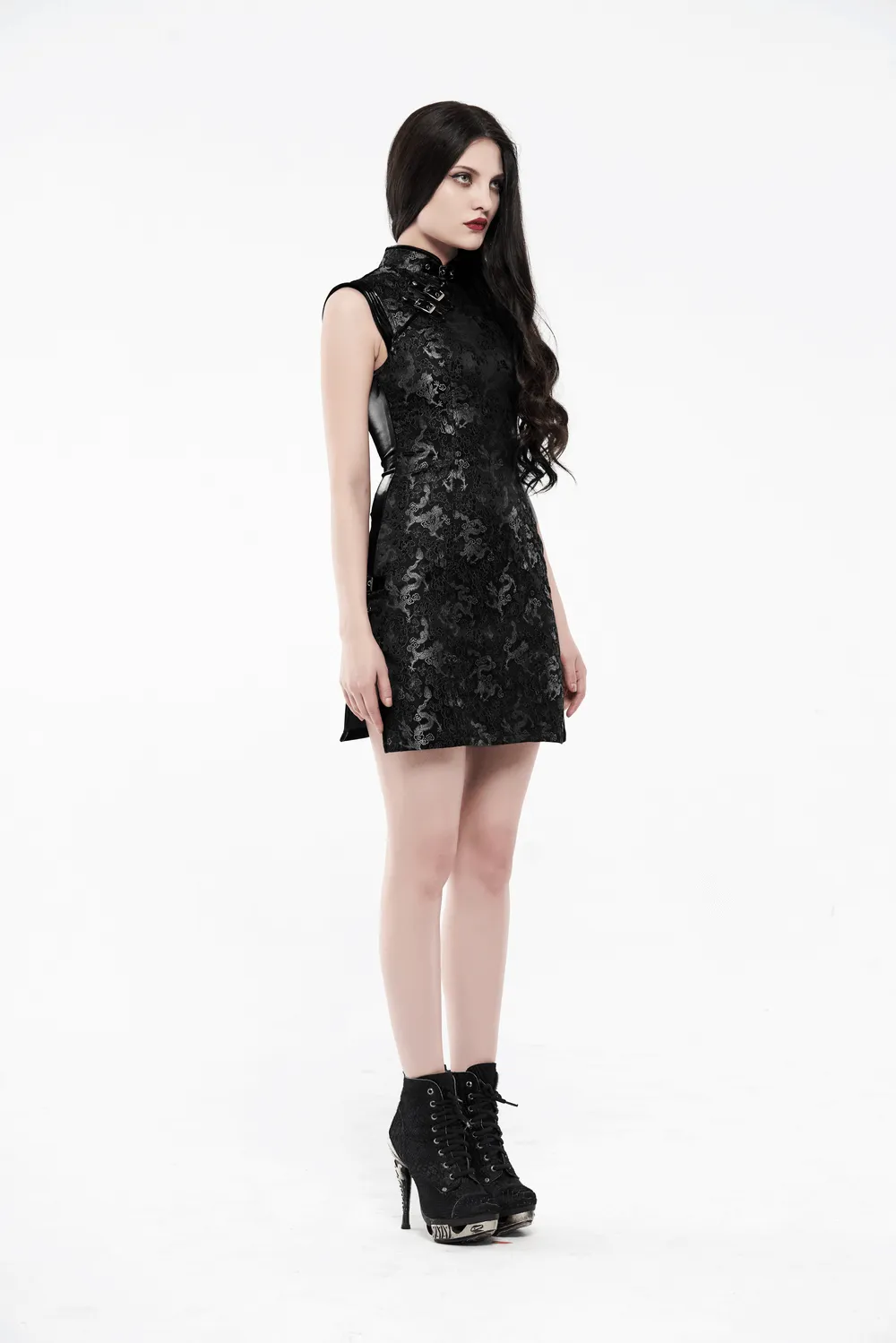 Futuristic Dragon Pattern Jacquard Mini Dress