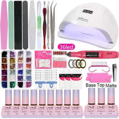 Gel Polish Set Nail kit Beginner Manicure Set Full Set Beginner 15ml UV Polish European and American Manicure Set