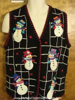 Holiday Sweater Vest with Snowman Spider Web
