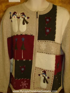 Horrible Tan Crafty Ugly Christmas Sweater