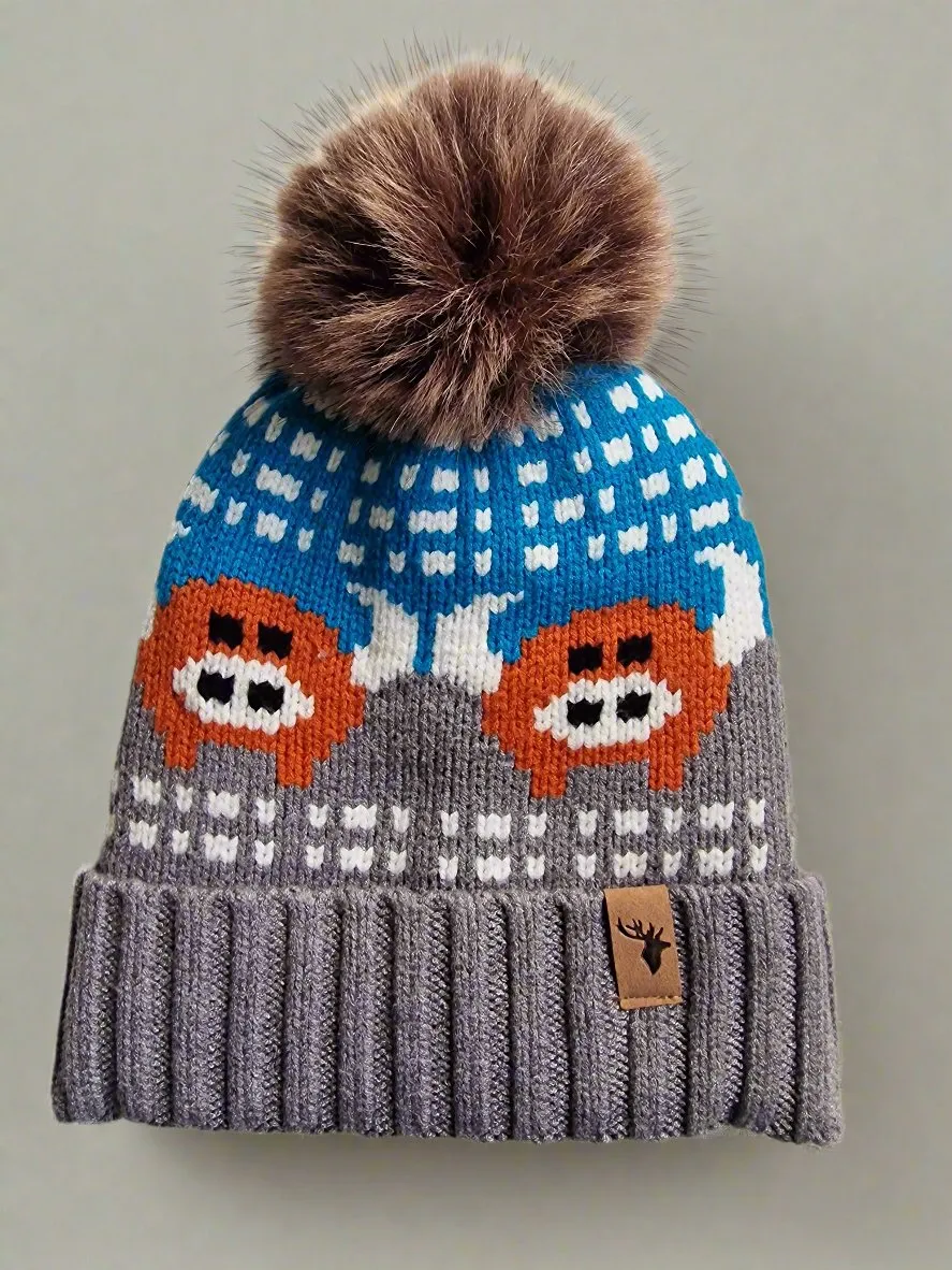House Of Tweed Luxury sheep cow horse Pompom hat Beanie One Size