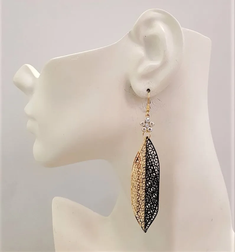 Insect Wing 2 Tone Cutout Earrings
