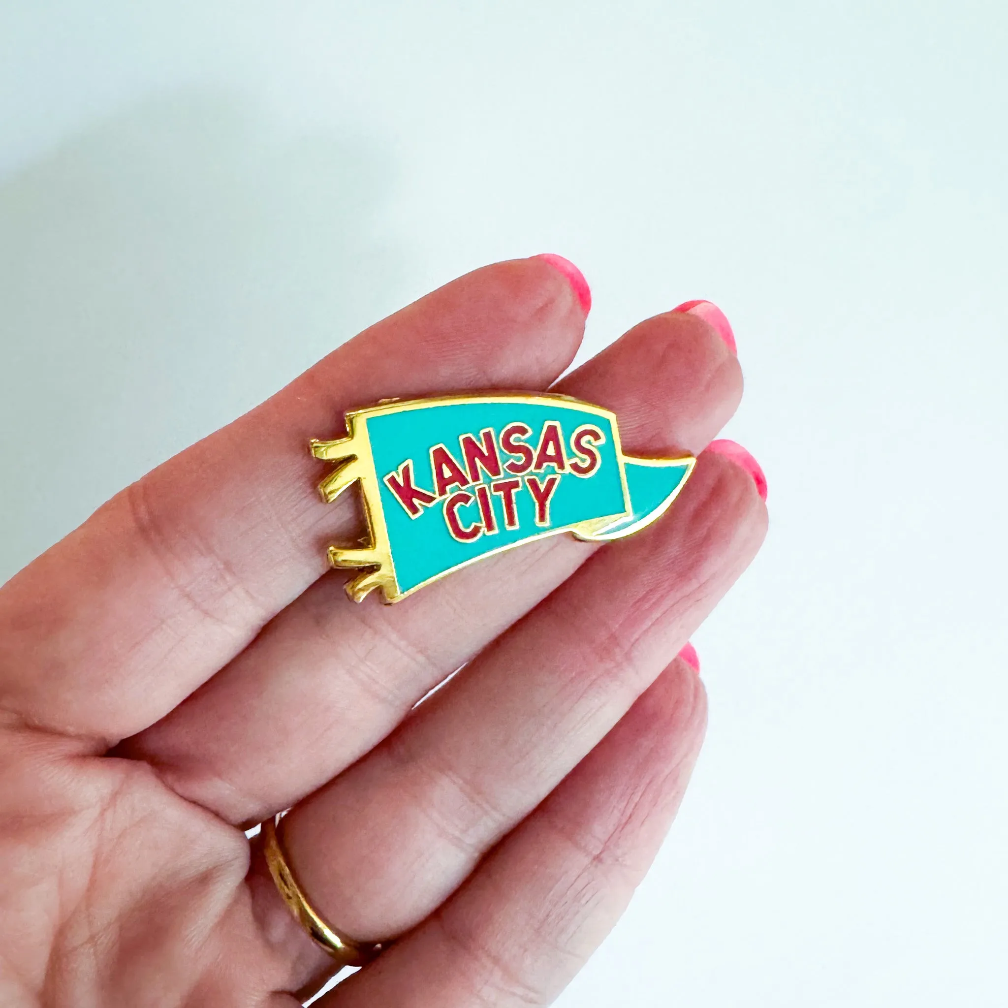 Kansas City Pins - Teal & Red