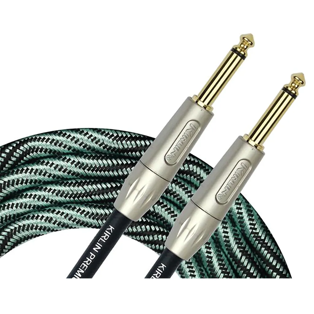 Kirlin Premium Wave Fabric Guitar Cable Blue 10 Foot Straight Straight