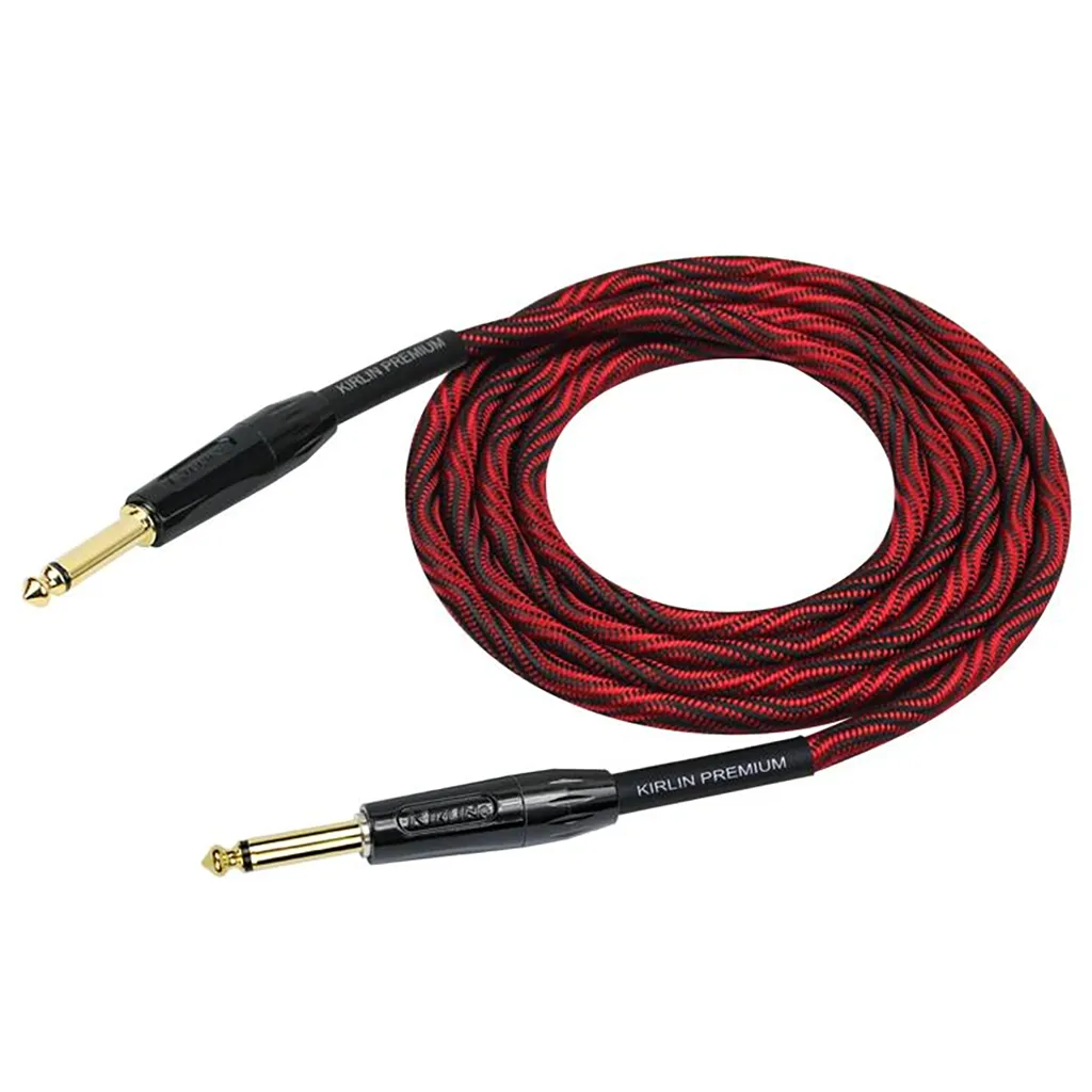 Kirlin Premium Wave Fabric Guitar Cable Red 10 Foot Straight Straight