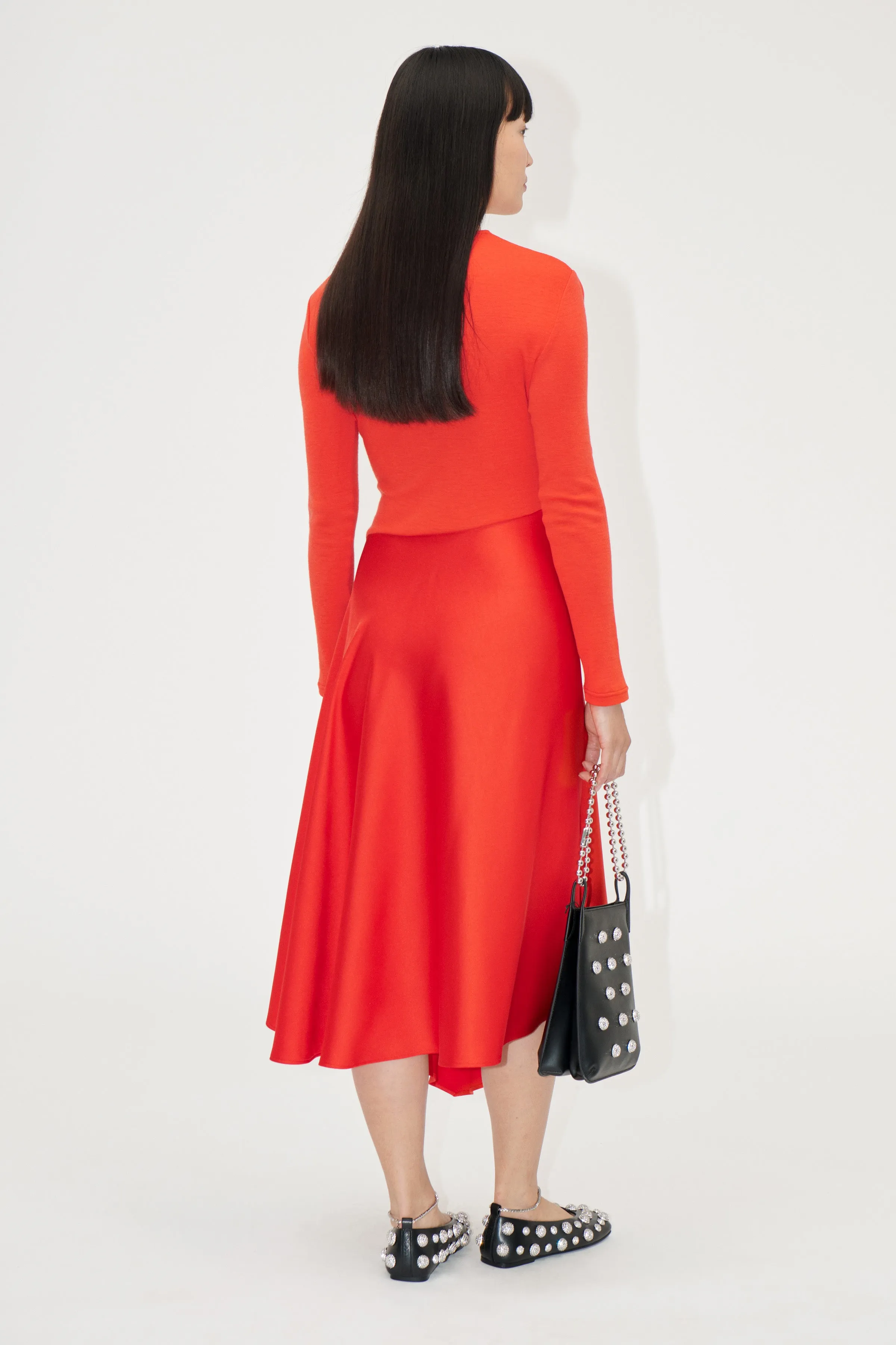 Long Sleeve Asymmetric Dress - Berry