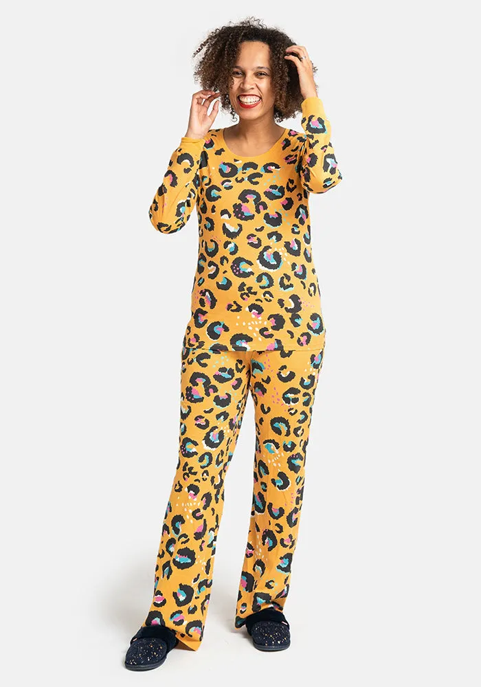 Mustard Animal Print Cotton Pyjama Set
