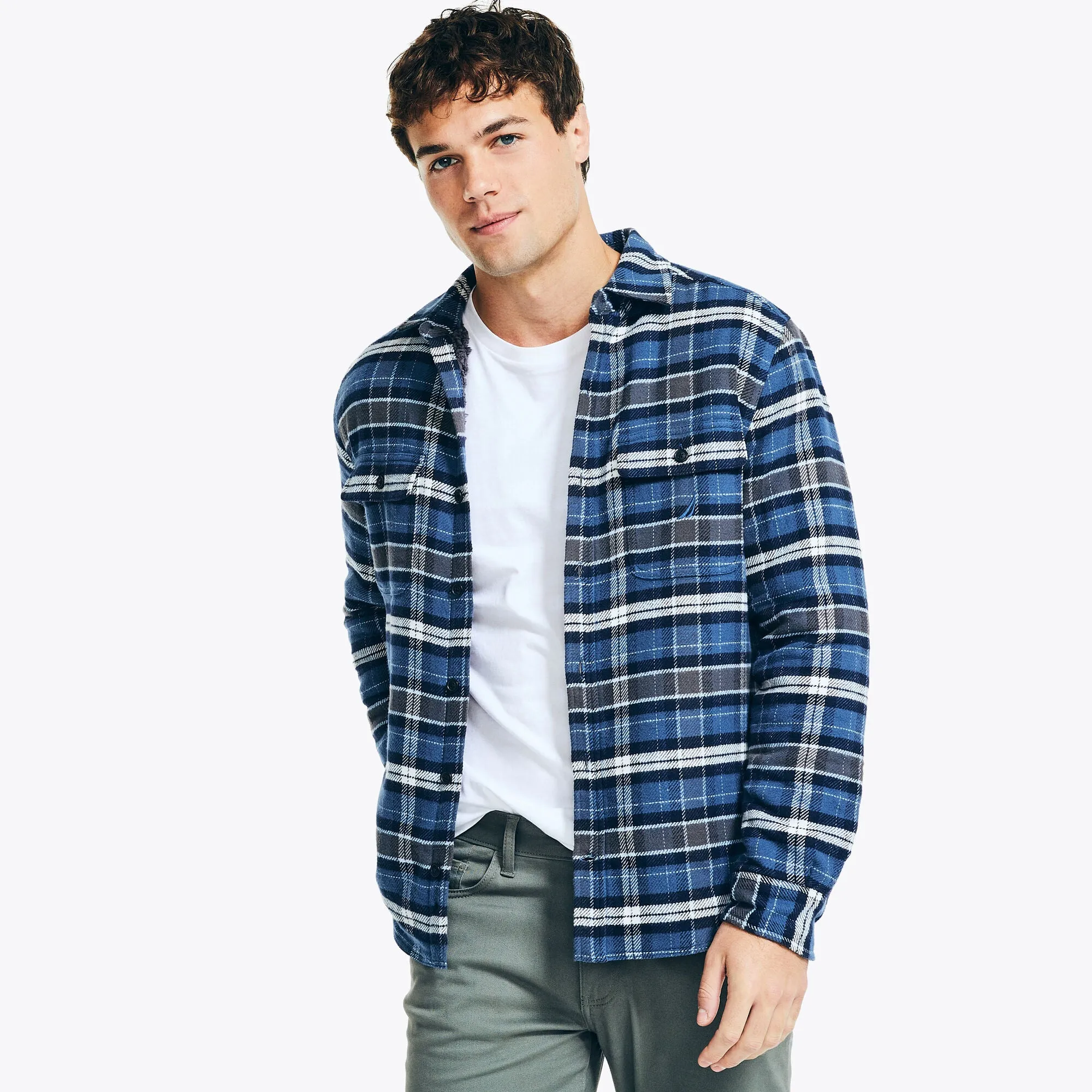 Nautica Mens Flannel Plaid Long Sleeve Shirt