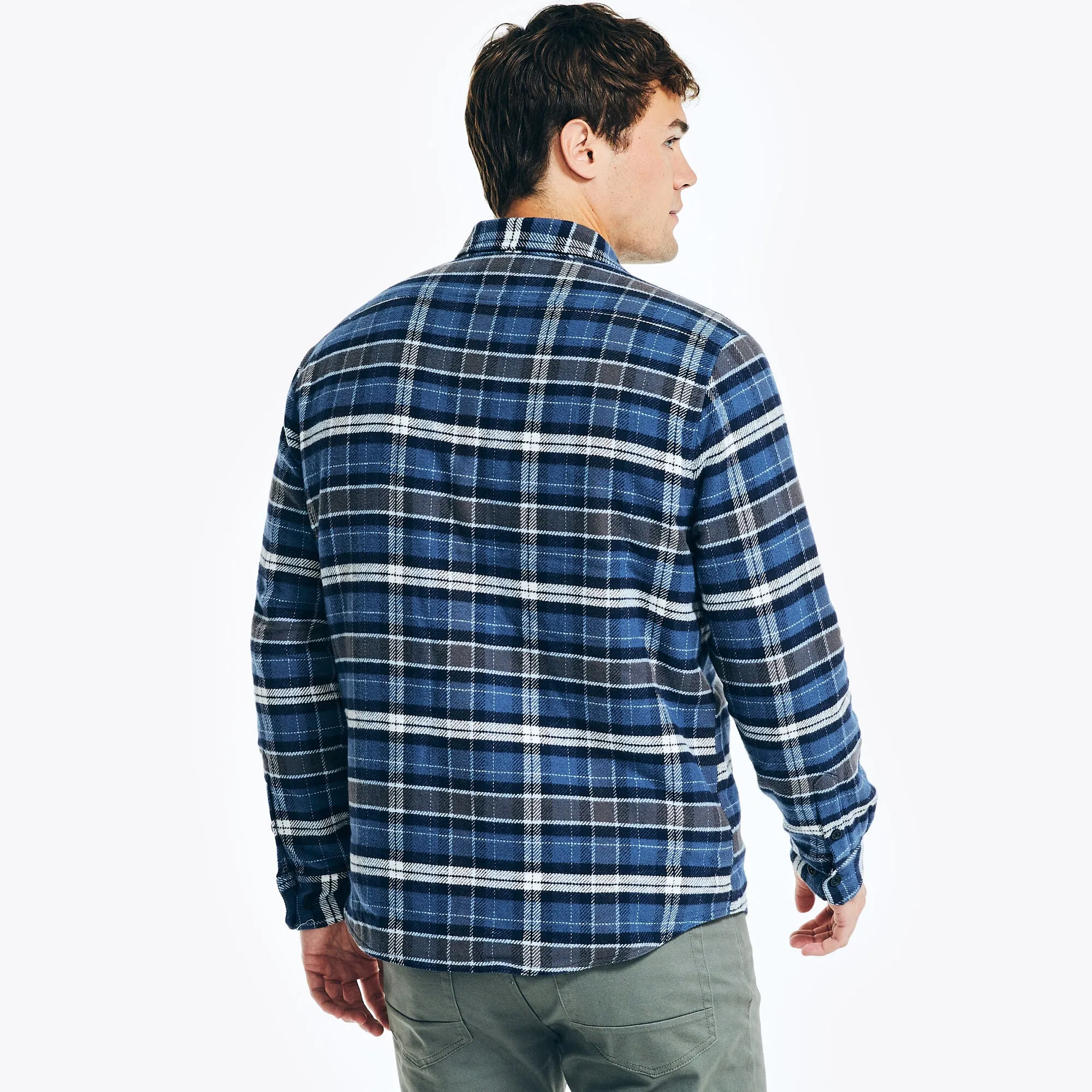Nautica Mens Flannel Plaid Long Sleeve Shirt