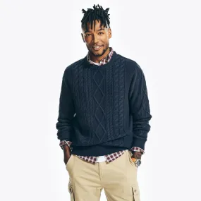 Nautica Mens Giftable Cotton Cable Crewneck Sweater