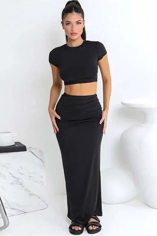 Navel-Baring High Waist Hip skirt suit