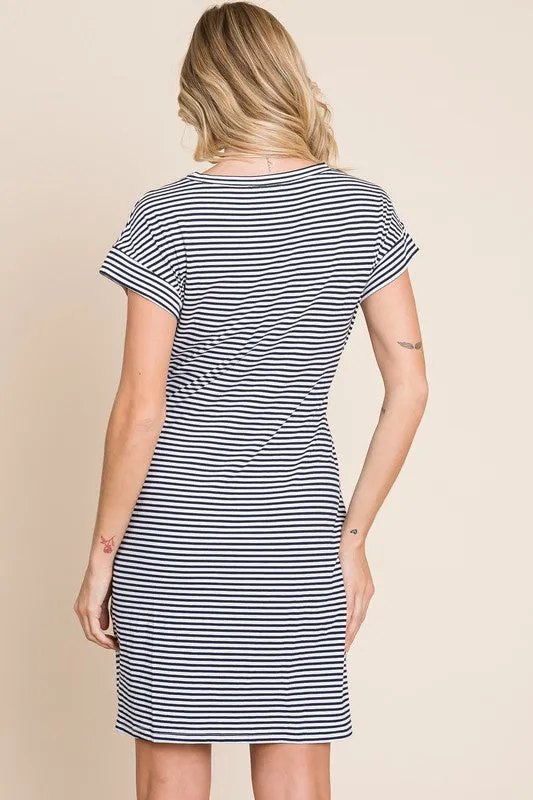 Navy & White Stripe Dress