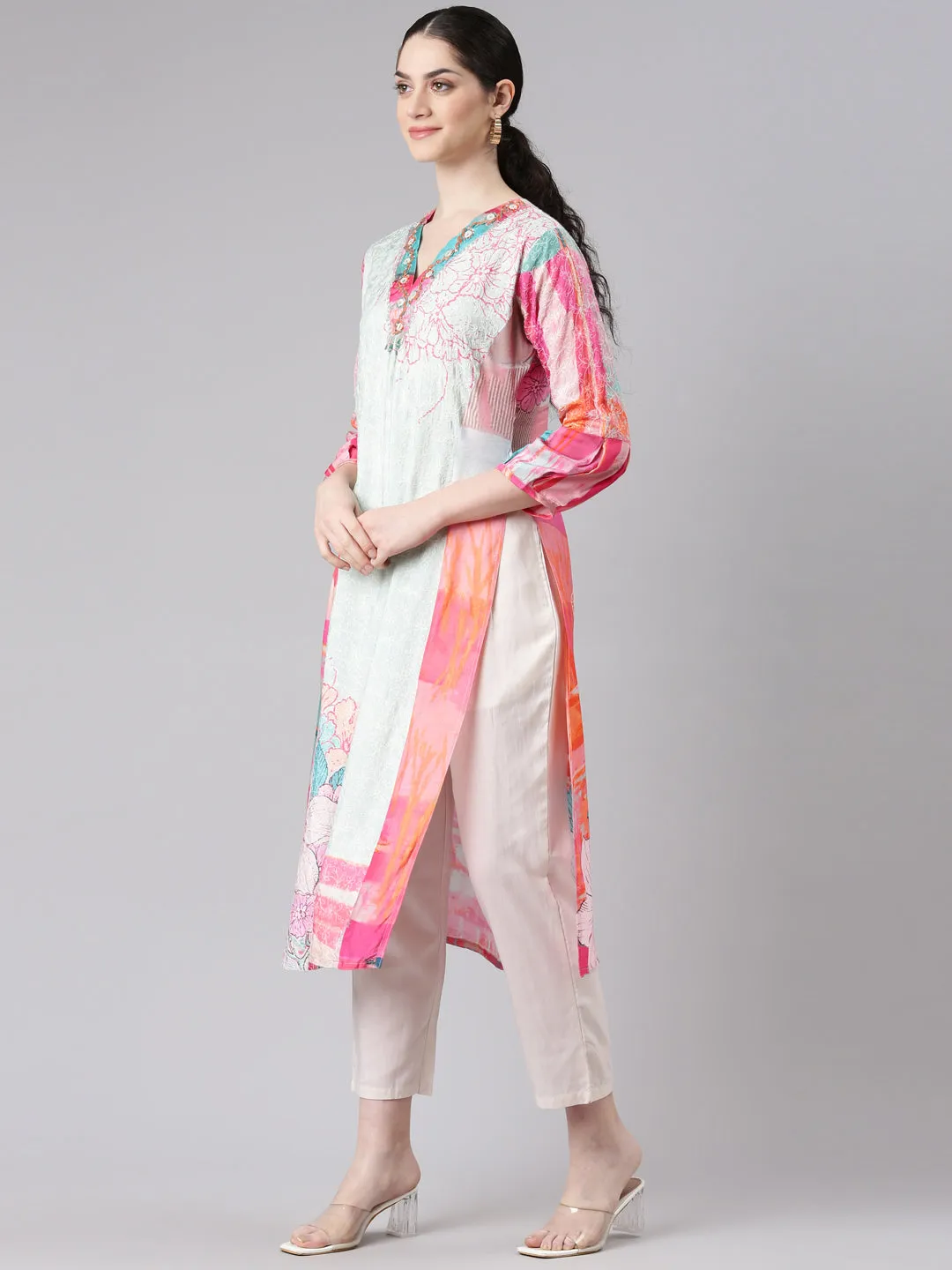 Neerus Women Multi Straight Kurta and Trousers