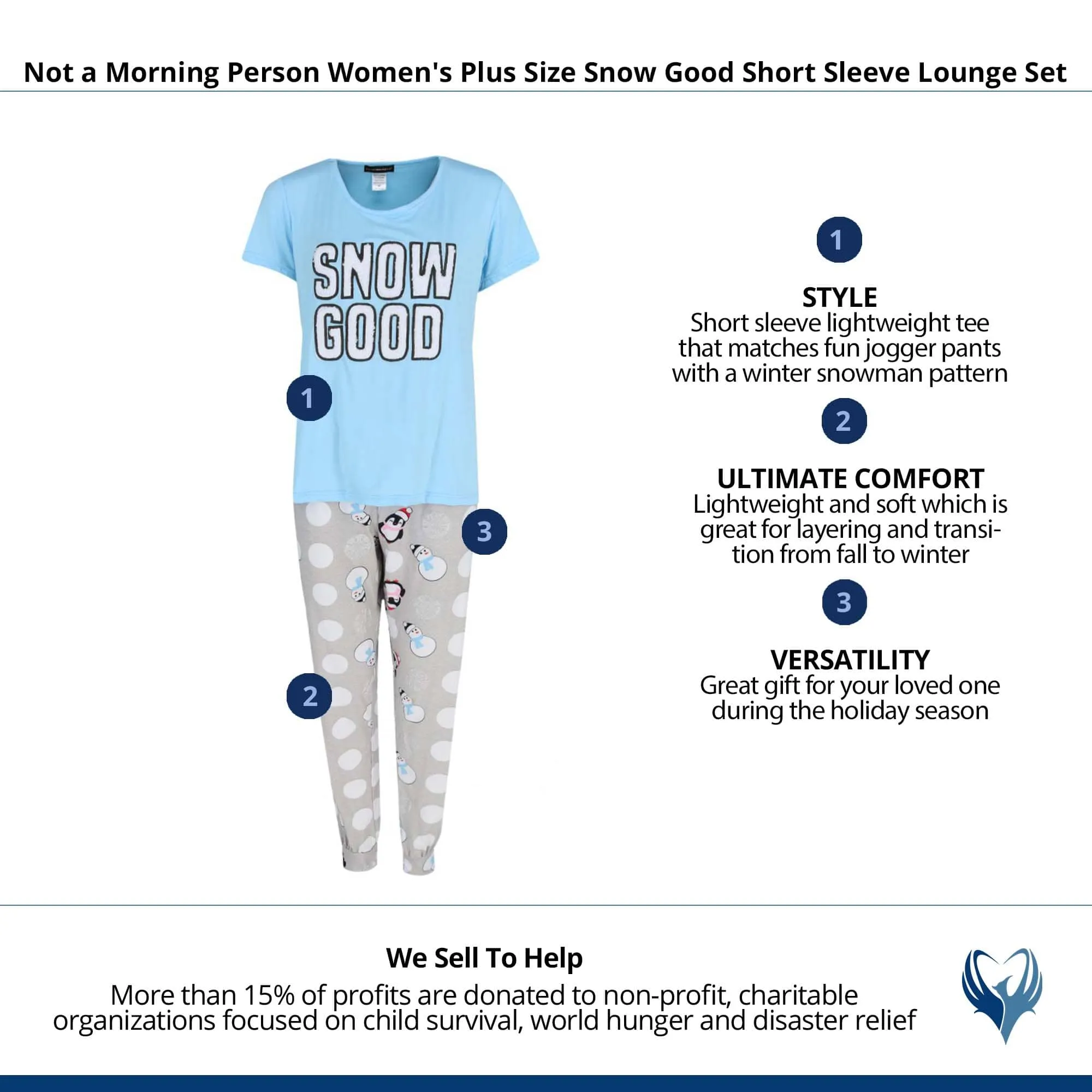 Not a Morning Person Women's Plus Size Snow Good Short Sleeve Lounge Set