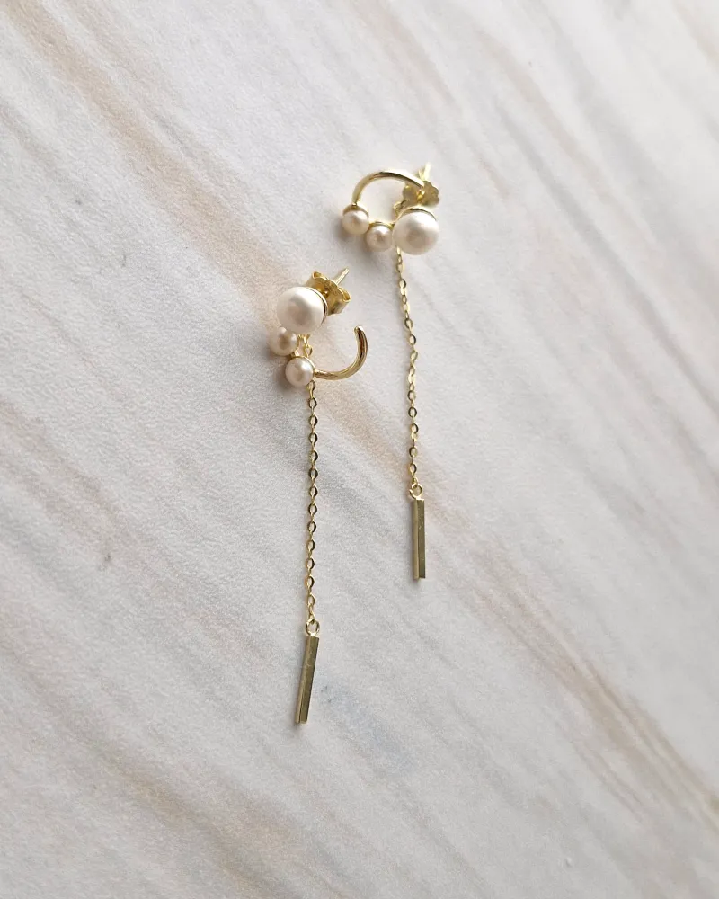 Pearl Twist and Chain Drop Earrings