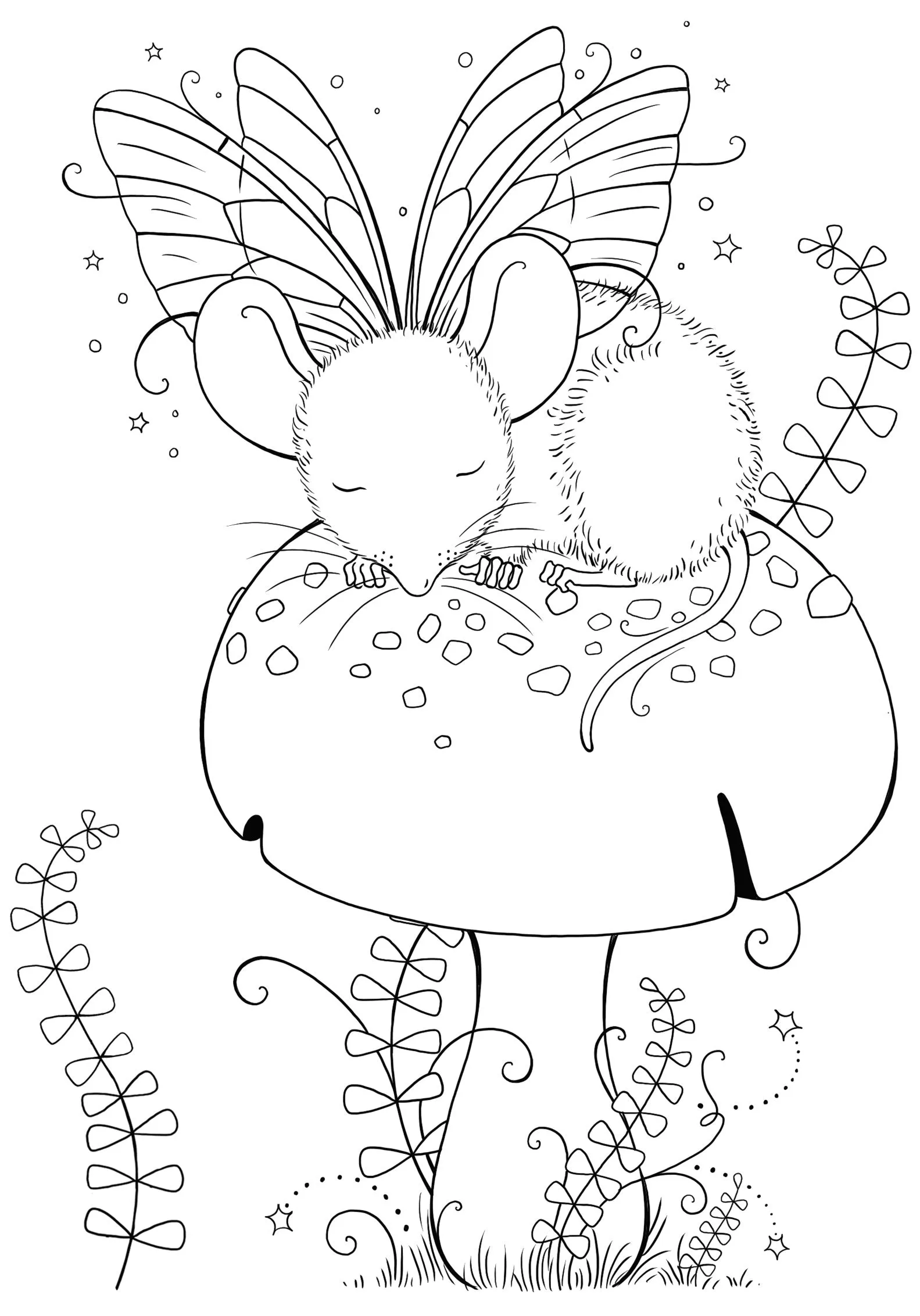 Pink Ink Designs Sleepy Mouse 3 in x 4 in Clear Stamp Set