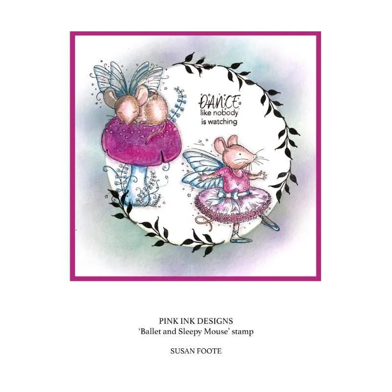 Pink Ink Designs Sleepy Mouse 3 in x 4 in Clear Stamp Set
