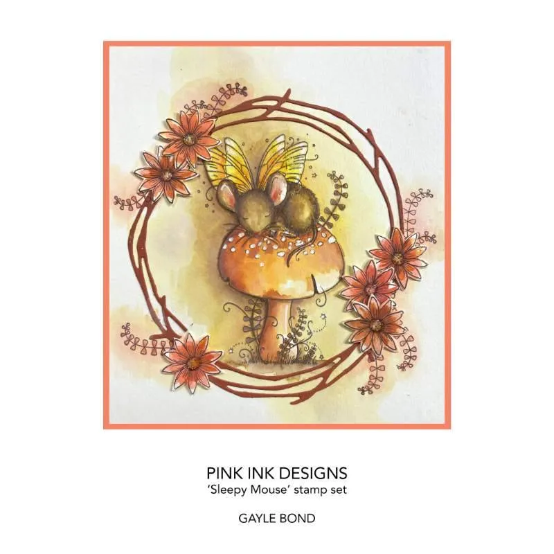 Pink Ink Designs Sleepy Mouse 3 in x 4 in Clear Stamp Set