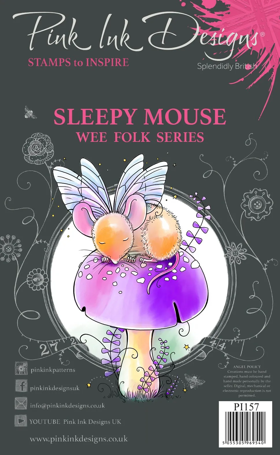 Pink Ink Designs Sleepy Mouse 3 in x 4 in Clear Stamp Set