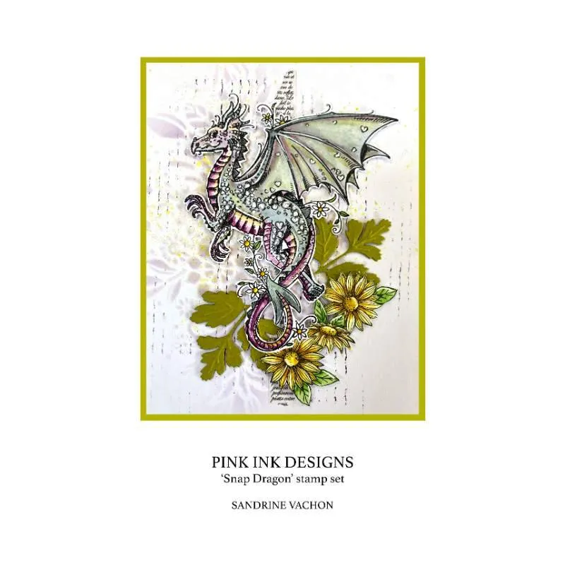 Pink Ink Designs Snap Dragon 6 in x 8 in Clear Stamp Set