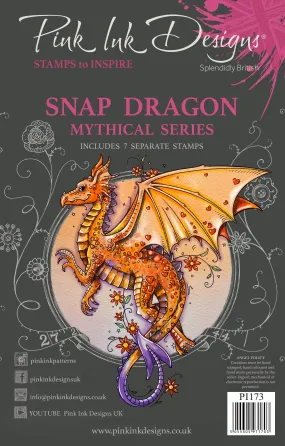 Pink Ink Designs Snap Dragon 6 in x 8 in Clear Stamp Set