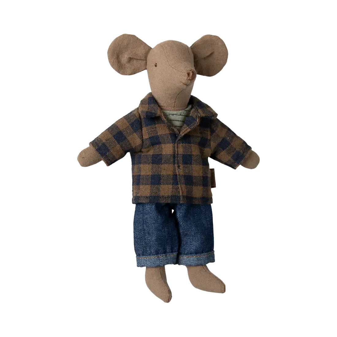 Pre Order Maileg brown checked shirt and pants, dad mouse