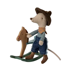 Pre Order Maileg cowboy mouse on rocking horse, little brother