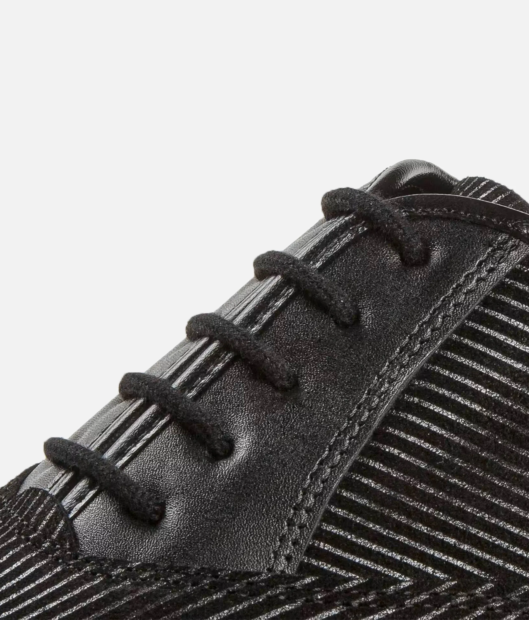 Premium Men’s Dance Shoes 165 – Black Leather & Suede with Pinstripe Design