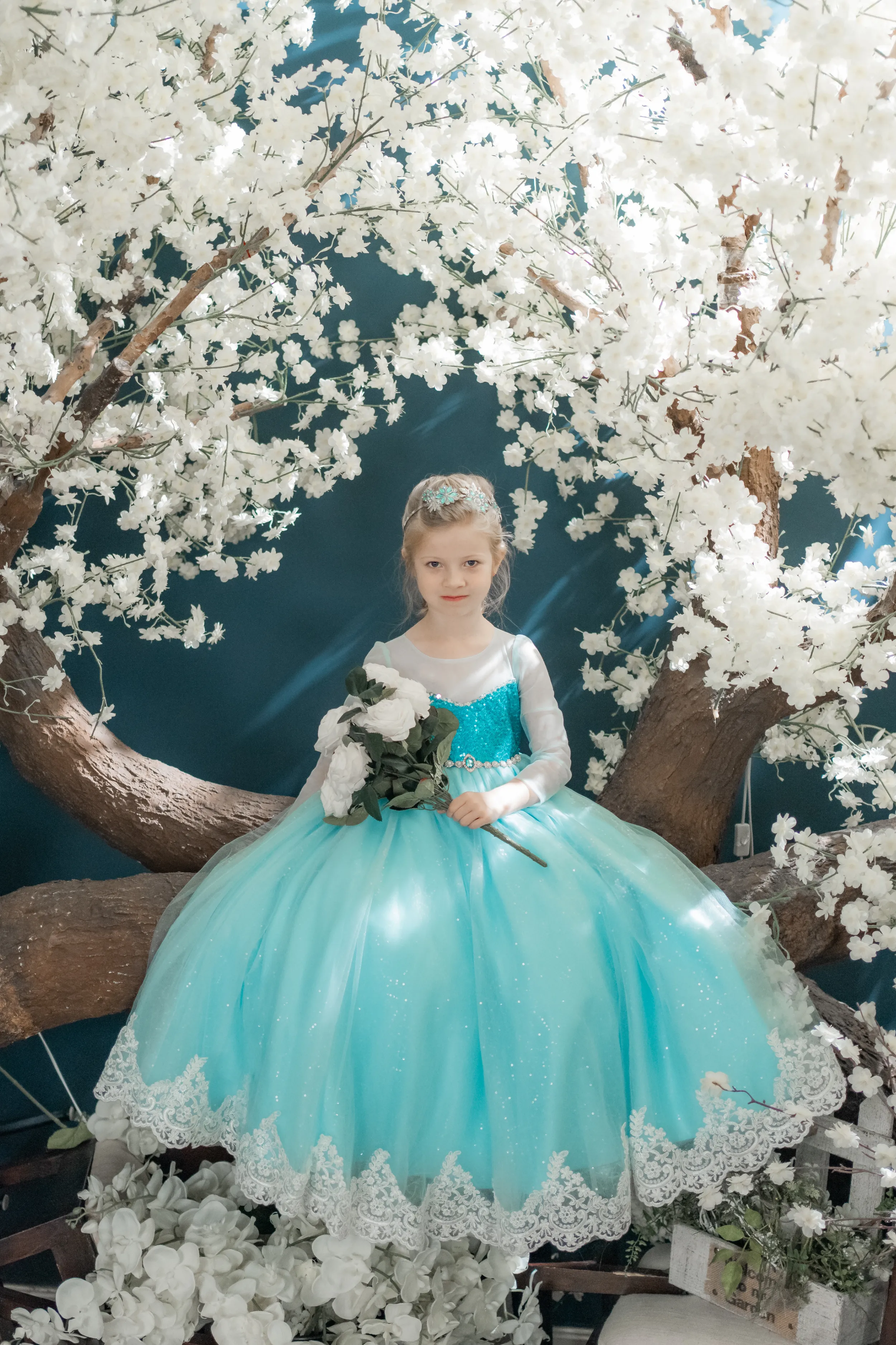 Queen Elsa Blue Sequin Gown
