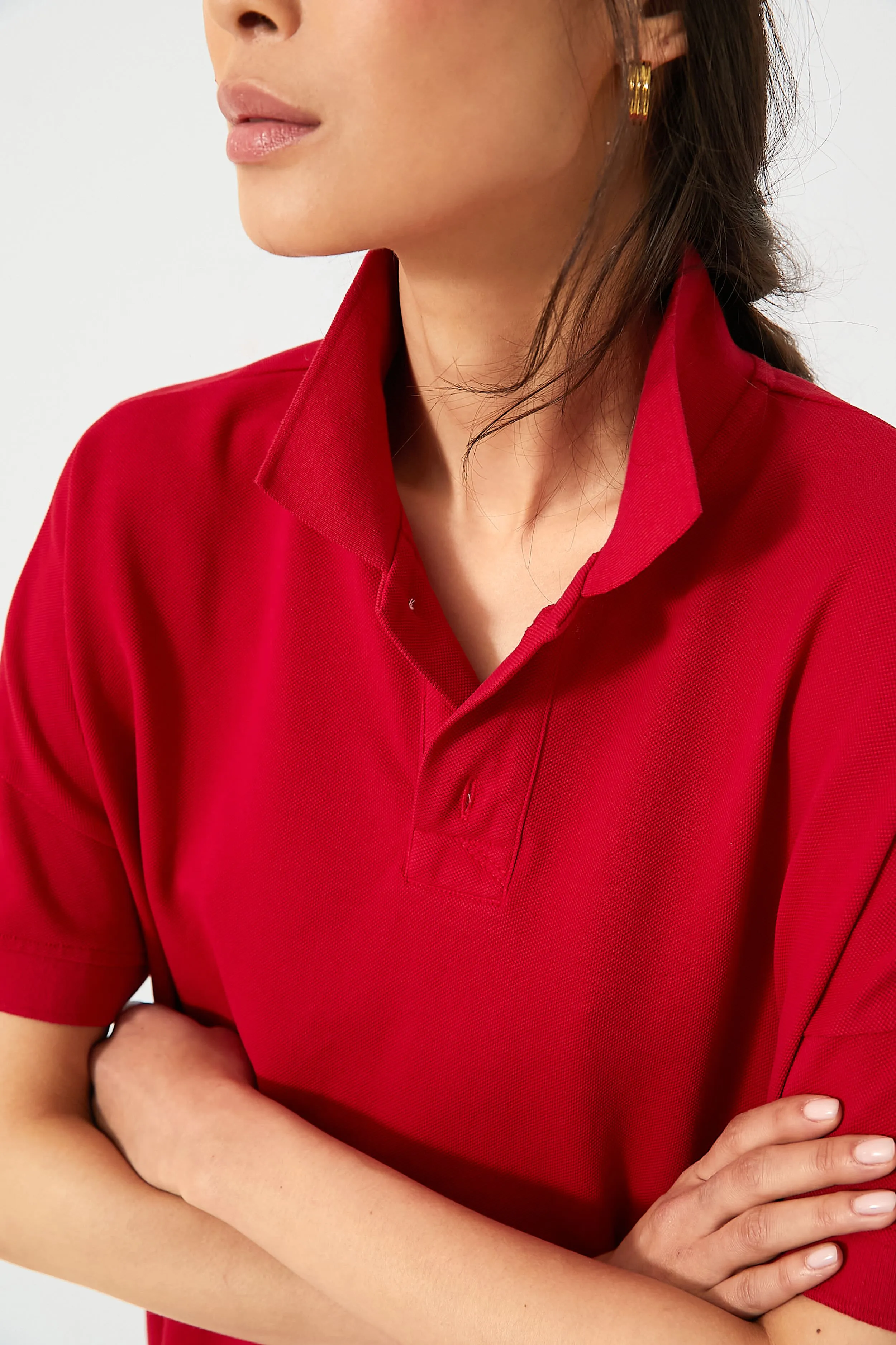 Red Pique Teller Polo Dress