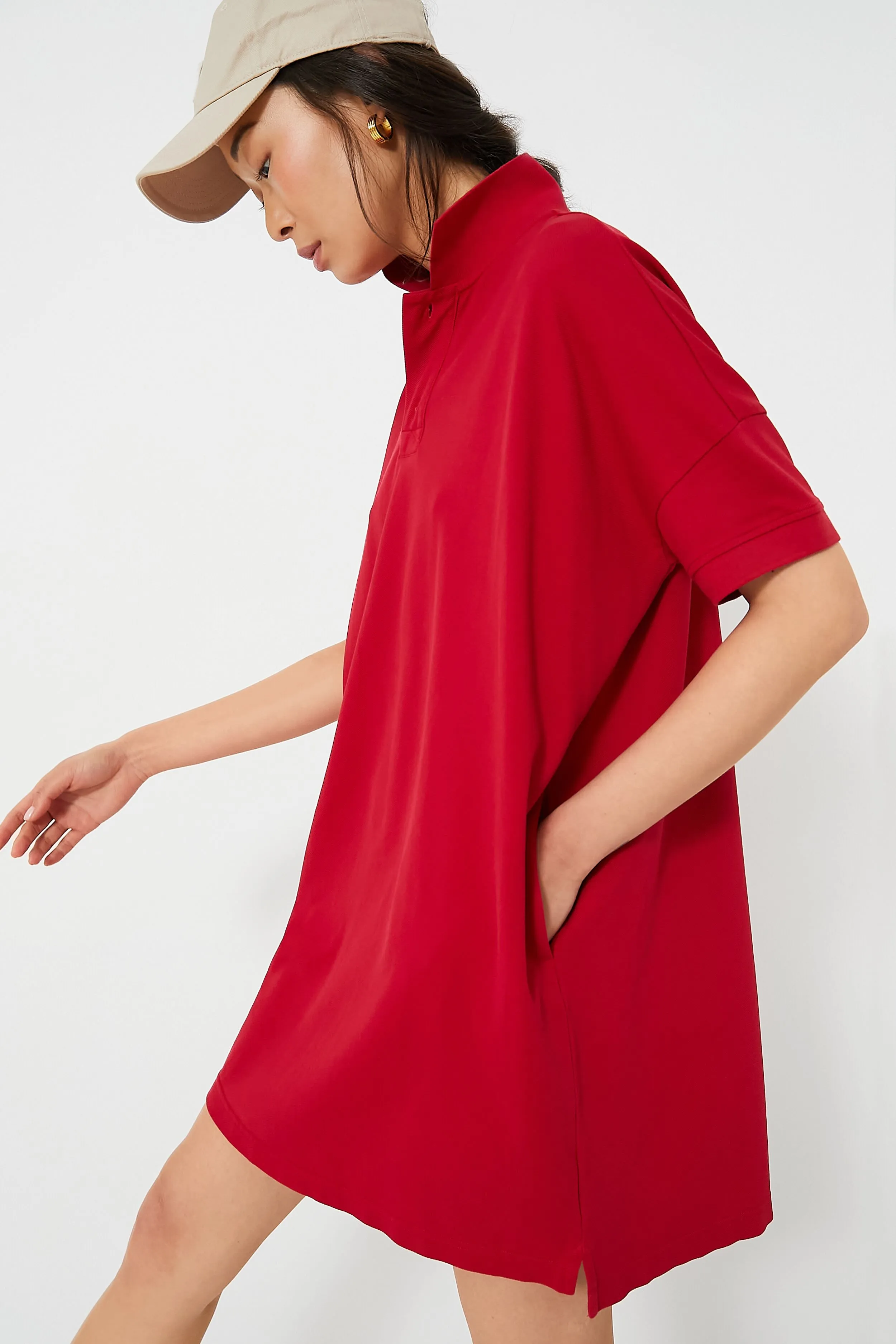Red Pique Teller Polo Dress