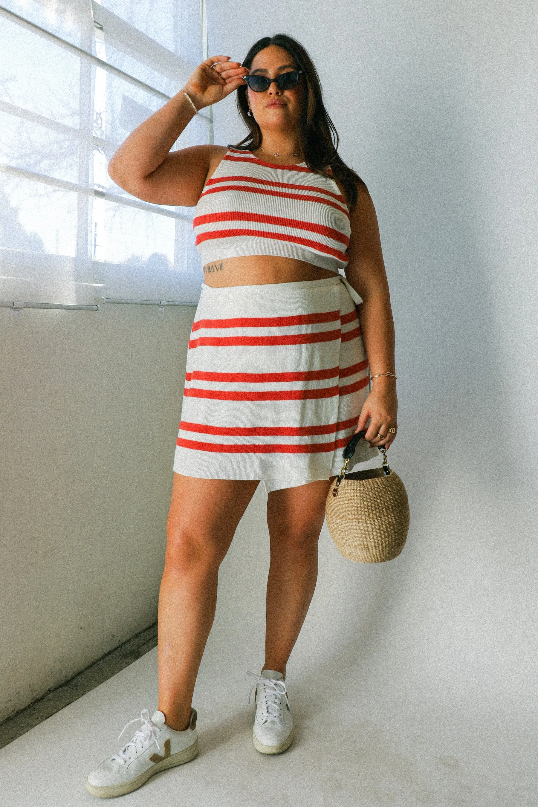Red Stripe Ramie Tank