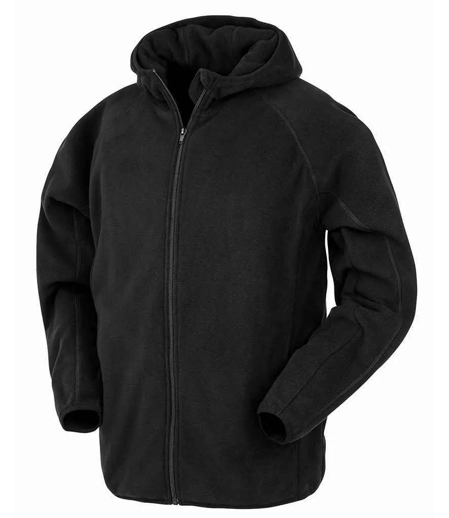 Result Genuine Recycled Hooded Micro Fleece Jacket | Black