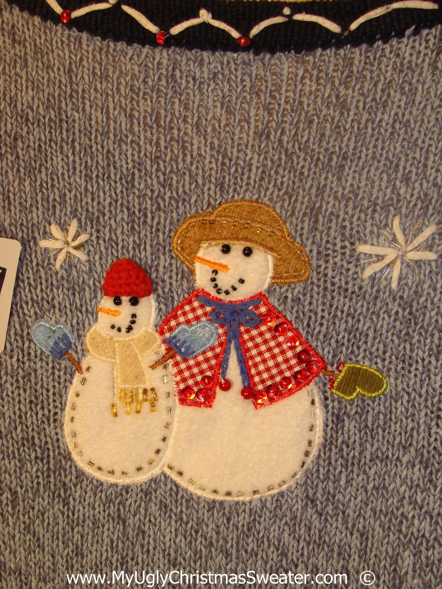 Row of snowman Cheesy Christmas Sweater