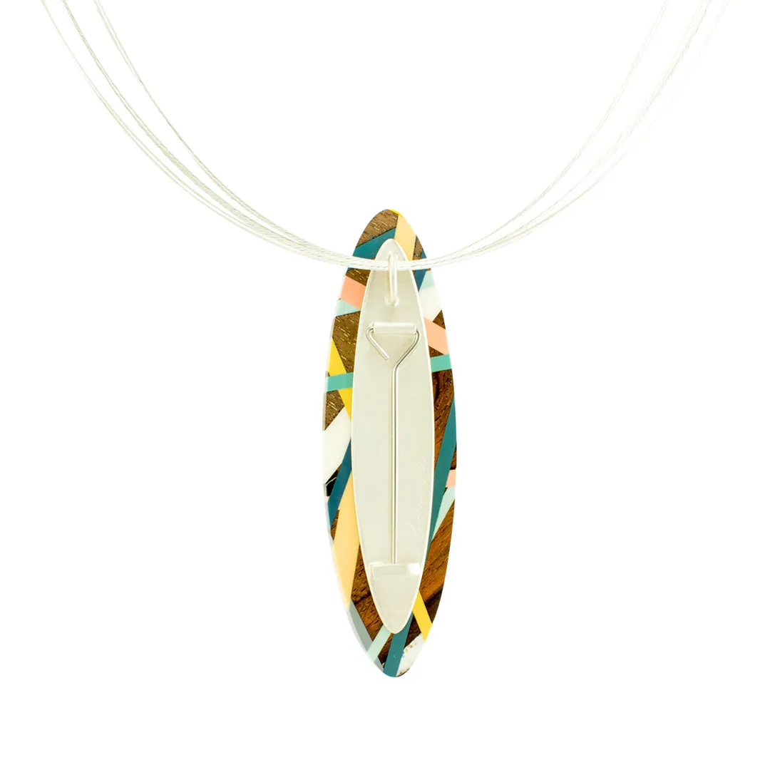 Sea Cliff Wood Statement Necklace and Brooch