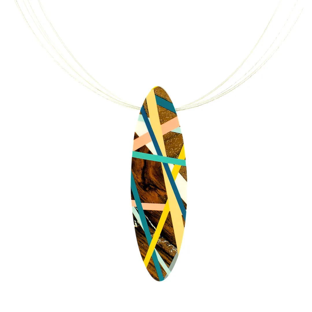 Sea Cliff Wood Statement Necklace and Brooch