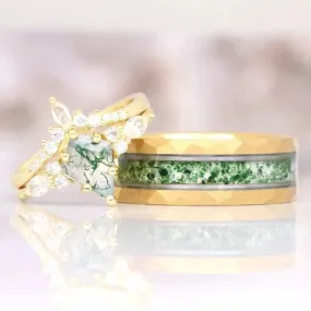 Skye Kite Green Moss Agate Couples Ring