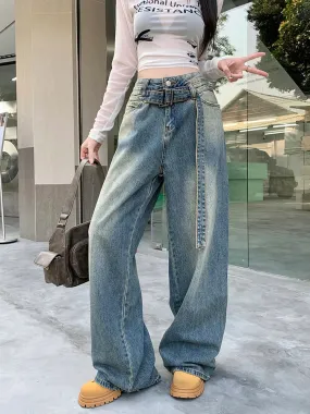 Streetwear Belted Do old Wide Leg Jeans