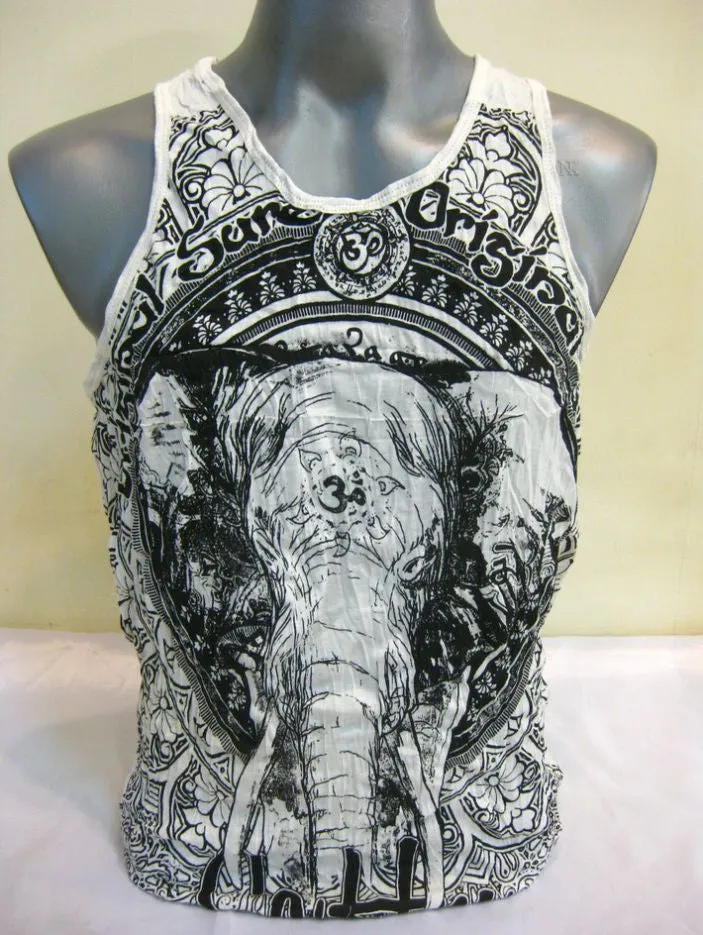 Sure Design Men's Wild Elephant Tank Top White