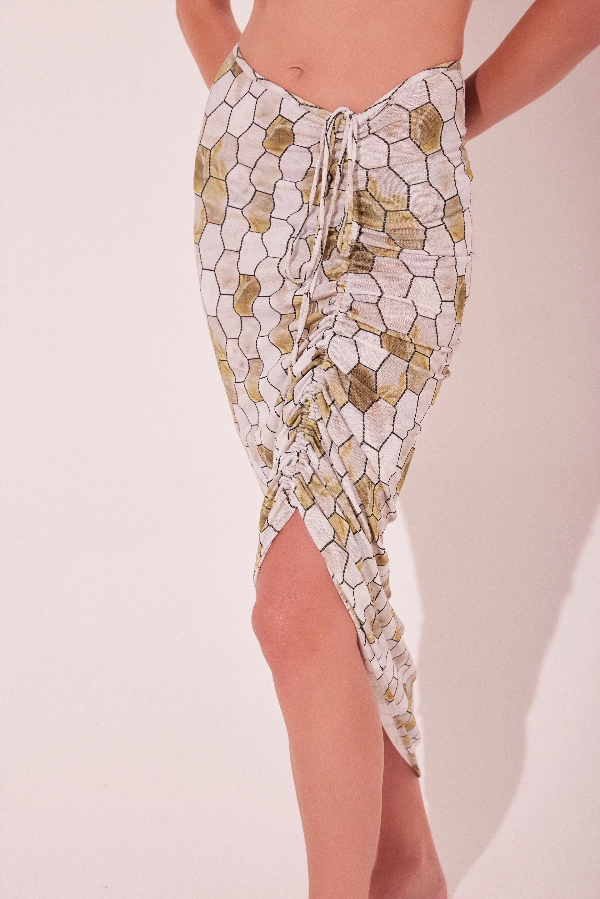 Tiles Draped Midi Skirt E4138A2169