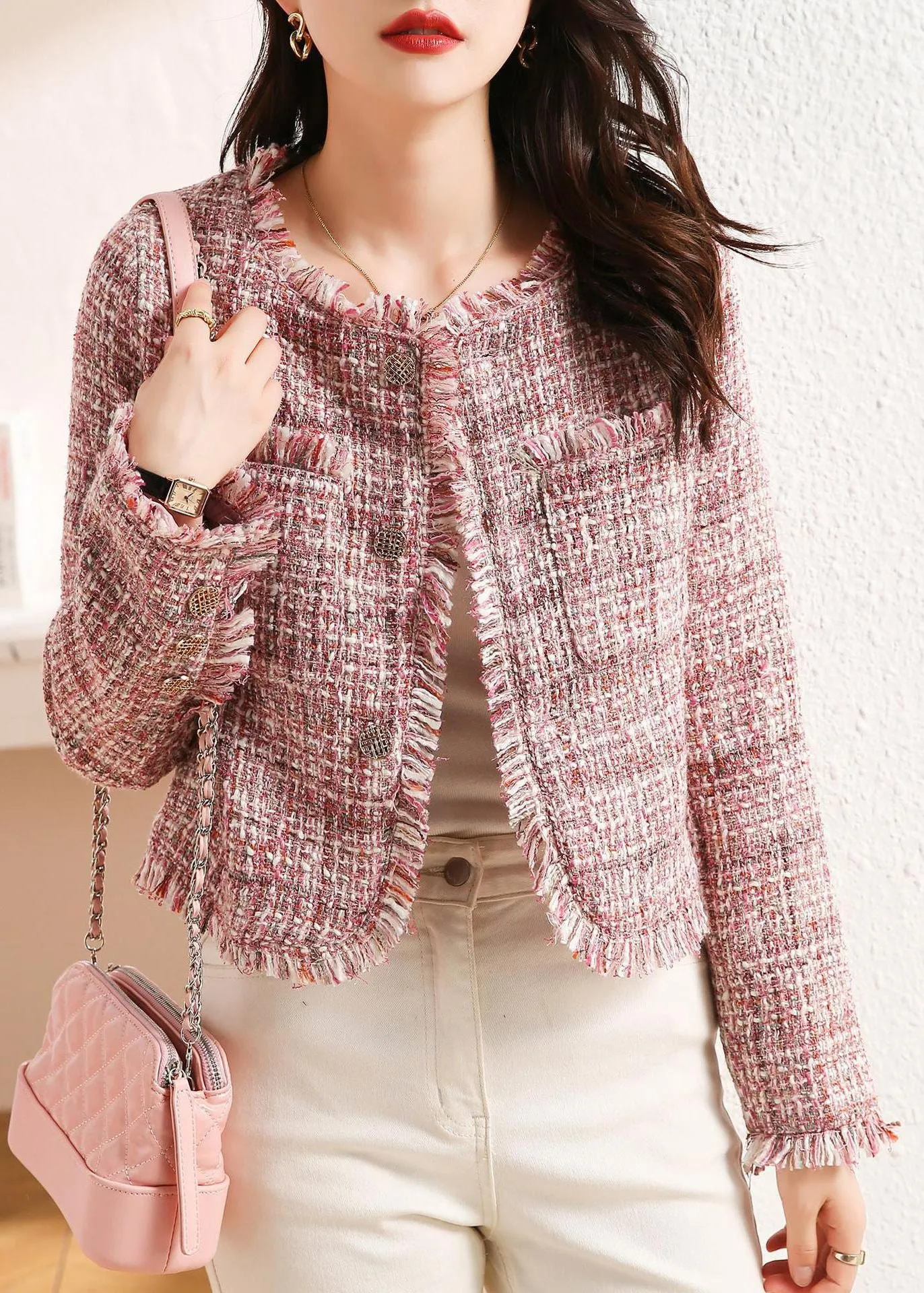 Tweed Pink Tassel Short Jacket