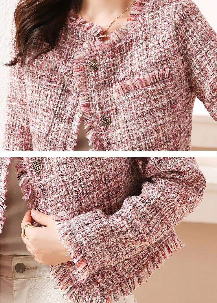 Tweed Pink Tassel Short Jacket