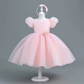 VA030 Yoliyolei Hairband Puff Dress Kids Girl Fairy Tale Summer Organza Wedding Ball Gown Todller Children Christening Clothes Girl