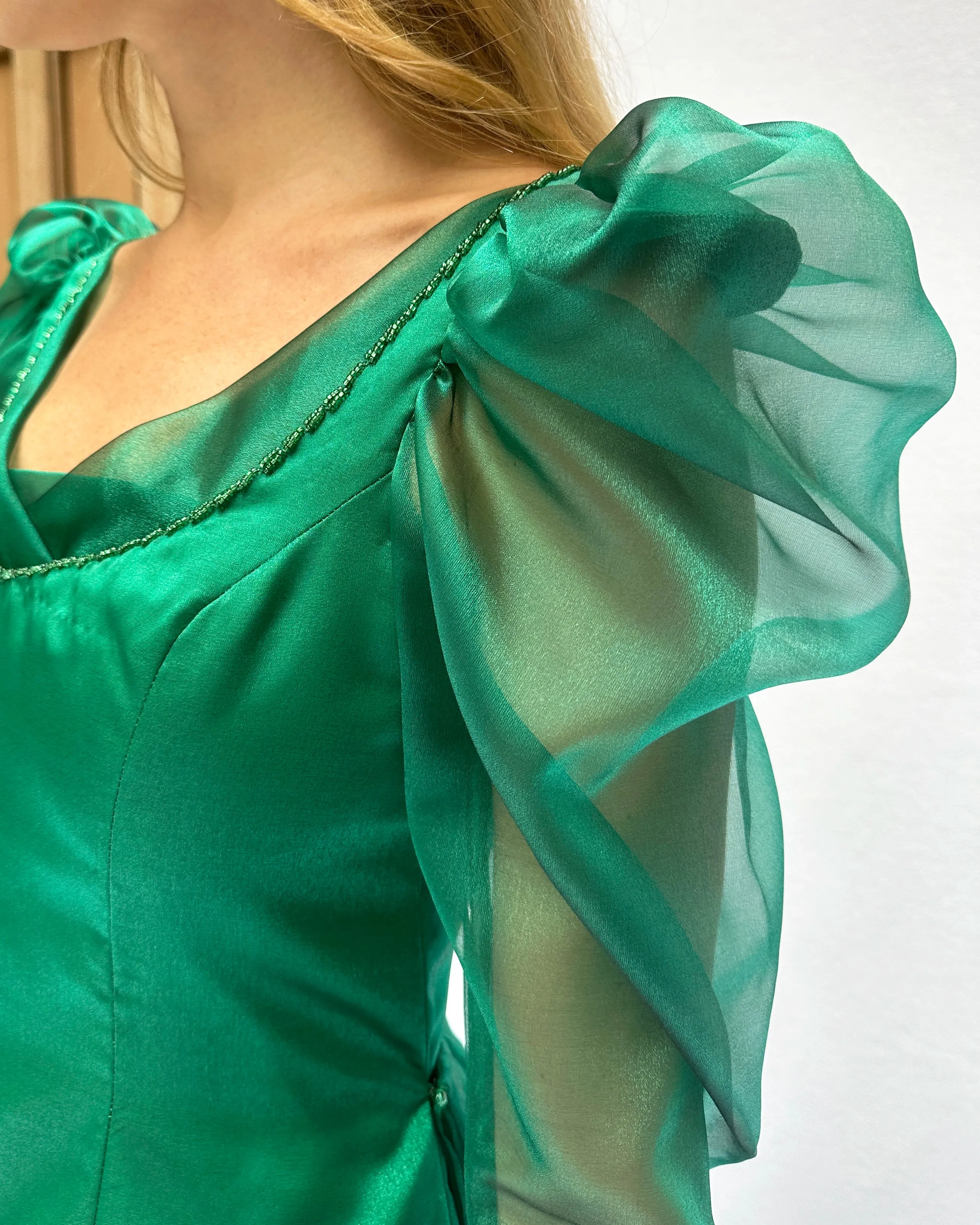 Vintage Organza Minidress With Detachable Skirt Train