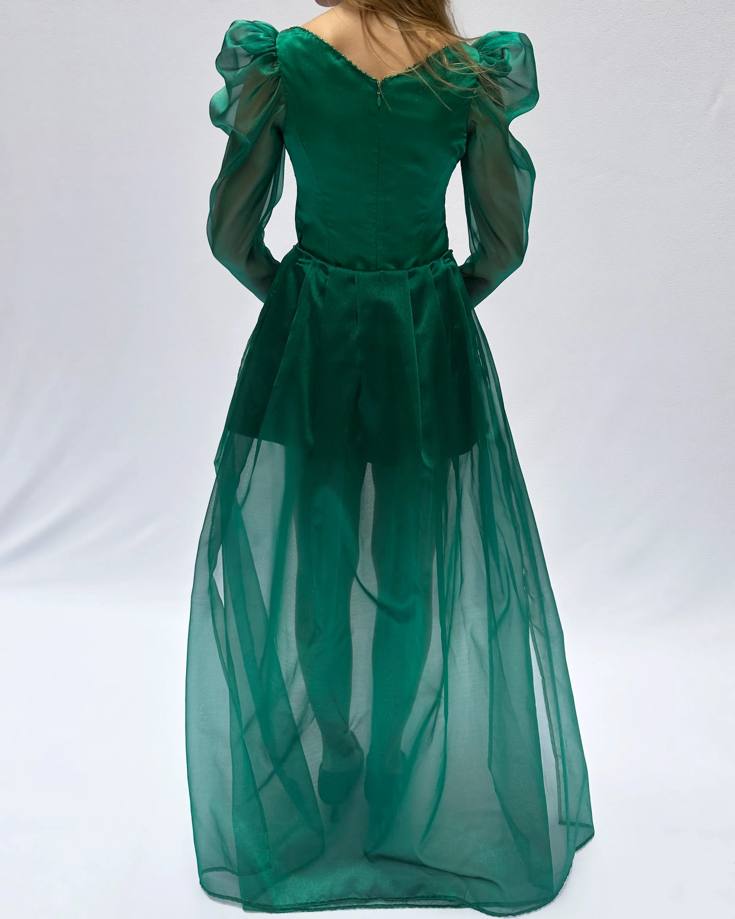 Vintage Organza Minidress With Detachable Skirt Train