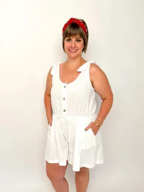 White Button Romper